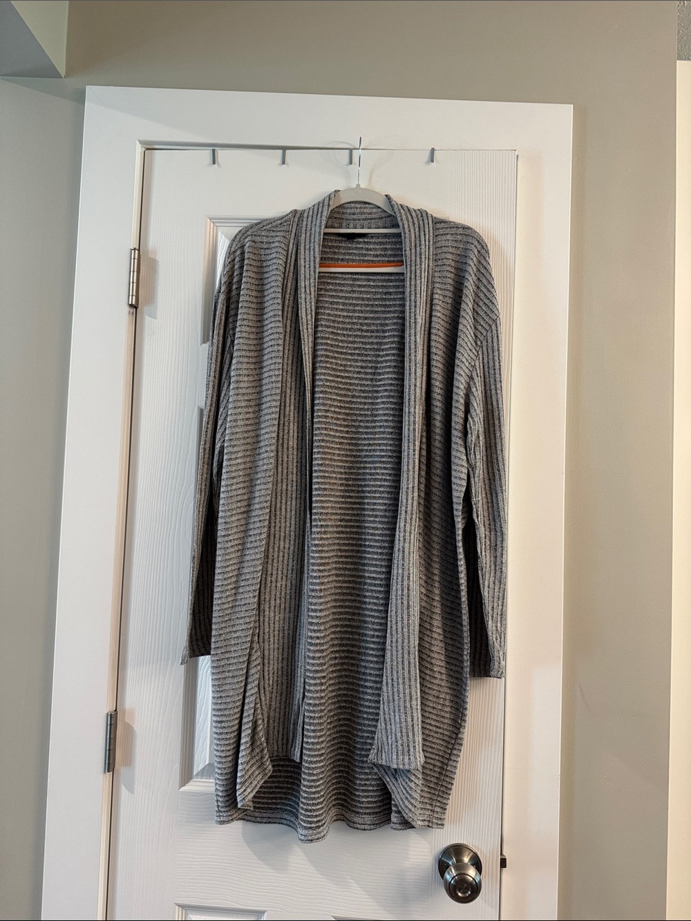 Banana Republic Gray Ribbed Open-Front Cardigan
